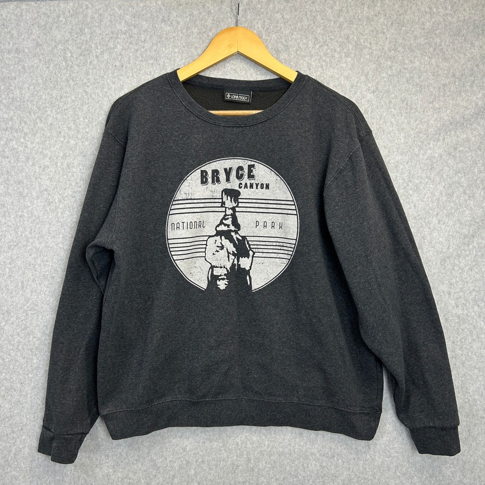 Bryce Canyon National Park Charcoal Gray Sweatshirt Sweater Lone Rock Mens Large